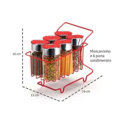 Porta Condimentos Mini Carrinho de Supermercado Vermelho Kit - 2