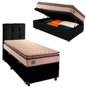 Ver imagem 1 de Cama Box Bau com Colchão Solteiro Belmont Hellen + Cabeceira Preto