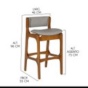Ver imagem 5 de Kit 6 Banquetas Alta Ella em Madeira Estofada Facto Cinza Claro L96 Rmi
