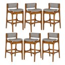 Ver imagem 1 de Kit 6 Banquetas Alta Ella em Madeira Estofada Facto Cinza Claro L96 Rmi