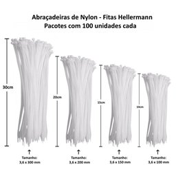 Kit 400 Fitas Hellerman Enforca Gato Cinta Plástica Abraçadeira Lacre de Nylon Tamanhos 10 15 20 30c - 2