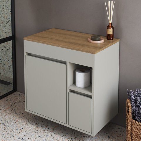 Balcão Gabinete de Banheiro Suspenso 60 Bangladesh com 1 Porta e 1 Gaveta