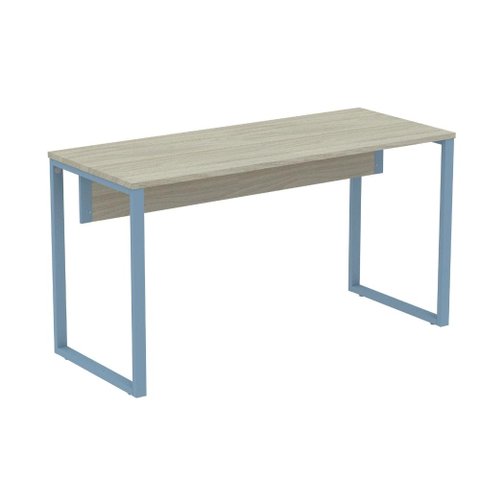 Mesa Escritório P25 Tub Pandin 150 Cm Larg X 70cm Prof Tampo Mdp Casablanca Pé Aço Tubular Azul