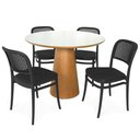 Ver imagem 1 de Conjunto Mesa de Jantar Redonda Quiara 100cm Branco com 4 Cadeiras Roma - All Black