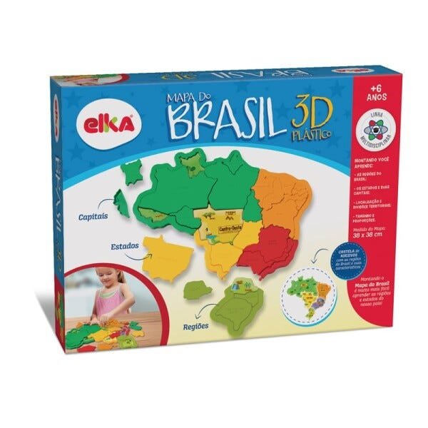 Mapa do Brasil 3D Plástico - 4