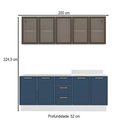 Ver imagem 3 de Cozinha Compacta Amara 9 Portas 3 Gavetas com Vidro 40250788 Azul/branco - Politorno