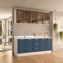 Ver imagem 4 de Cozinha Compacta Amara 9 Portas 3 Gavetas com Vidro 40250788 Azul/branco - Politorno