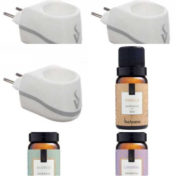 Kit 3 Difusor Elétrico Standard E 3 Essências 10ml Via Aroma - 7