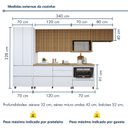 Ver imagem 4 de Cozinha Completa Modulada 6 Peças 8 Portas 6 Gavetas Norten Branco/Nature