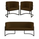 Ver imagem 1 de Kit Sofá 2 Lugares + 2 Poltronas Corino Preto Marrom