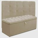 Ver imagem 1 de Kit Cabeceira Mel + Calçadeira Itálial Casal 140 CM Suede Bege - D A Decor