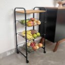 Ver imagem 2 de Fruteira de Chão com Cestos Fixos Modelo Plus com Rodinha Preto/itaúba