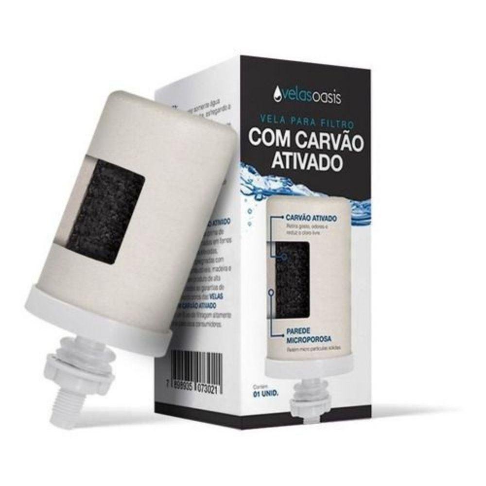 Kit 2 Vela Carvão Ativado Agua Alcalina Filtro de Barro - 2