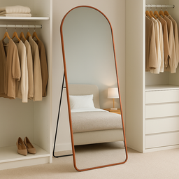 Espelho Grande Base Reta com Moldura em Alumínio Marrom Corpo Inteiro 170x70cm Decorativo - 1