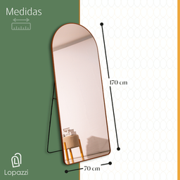 Espelho Grande Base Reta com Moldura em Alumínio Marrom Corpo Inteiro 170x70cm Decorativo - 8