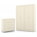 Ver imagem 1 de Jogo de Quarto Infantil com Guarda Roupa 4 Portas e Cômoda 4 Gavetas Tutto New Off White - Matic Móv