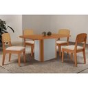 Ver imagem 1 de Sala Jantar Mesa Pietá Tampo Curvo 120cm+4 Cadeiras Havana Naturale/off White - Suede Creme -
