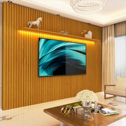 Painel Ripado Grande para Tv até 85 Polegadas com Led Naturale Nobre Gelius - 1