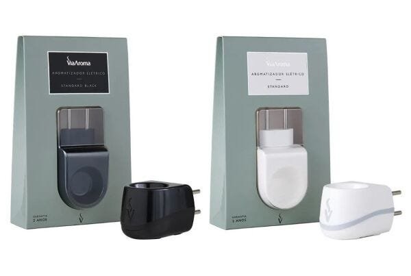 Kit 2 Aromatizador Difusor Elétrico Via Aroma Standard - Branco - Preto - 1