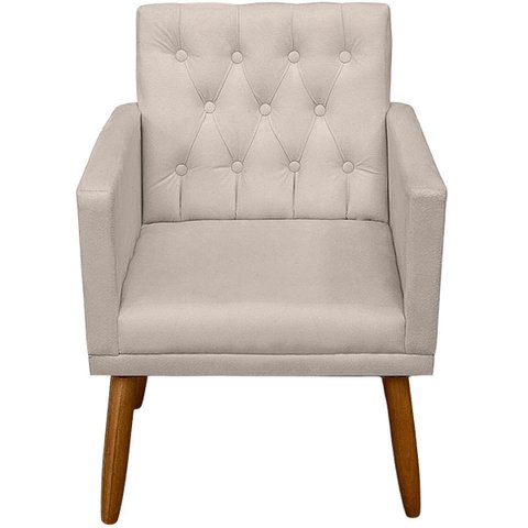 Poltrona Decor para Studio Cliente Tecido Suede Base Fixa Pés em Madeira Natural Suporta 120 Kg
