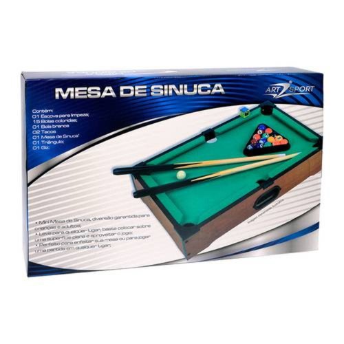 Mesa de Bilhar Mini Sinuca Snooker Portátil 31x51cm Completa com