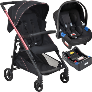 Carrinho de Bebe com Bebe Conforto Base Burigotto Tak Metal Rose