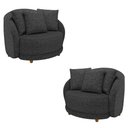 Ver imagem 1 de Kit 2 Poltronas Decorativas Base Fixa Galáxia com Almofadas Linho Chumbo G45 - Gran Belo