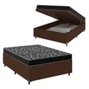 Ver imagem 1 de Cama Box Baú Casal 138 Sintético Marrom com Colchão de Espuma D20 - Tampo Preto 12cm