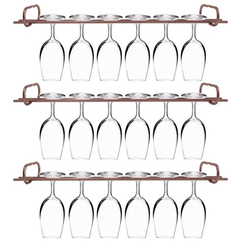 Conjunto 3 Organizadores Porta Taças 42cm Suportes Suspensos para Taças Rose Gold