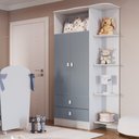 Ver imagem 1 de Guarda-Roupa de Bebê 2 Portas 2 Gavetas com Cantoneira Baby Azul