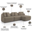 Ver imagem 3 de Sofá 3 Lugares com Chaise Direito Sala Living 248cm Arlo F04 Veludo Marrom Claro Tc-12021- Lyam Deco