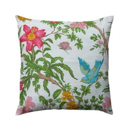 Capa de almofada VivaIN floral com pássaro turquesa - 1