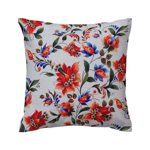 Capa de almofada VivaIN floral linho com flores laranja