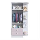 Ver imagem 4 de Guarda-Roupa de Bebê 2 Portas 2 Gavetas com Cantoneira Baby Rosa/Branco