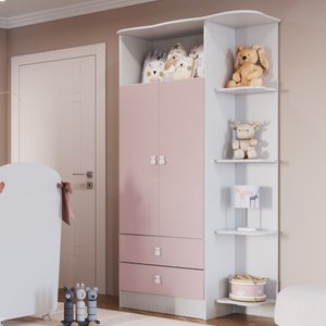 Guarda-Roupa de Bebê 2 Portas 2 Gavetas com Cantoneira Baby 