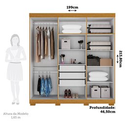 Guarda Roupa Casal 6 Portas 3 Gavetas Ágata Acp Móveis Cinamomo - 3