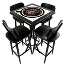 Ver imagem 1 de Conjunto Mesa Madeira Azulejo 60x60cm - Bistrô Fixa 98cm + 4 Banquetas 73 - Preta - Coffee
