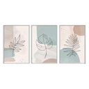 Ver imagem 2 de Kit 03 Quadros Decorativos - Arte Abstrata Minimalista Folhas e Ramos Abg042 - Canvas 40x60cm