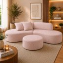 Ver imagem 3 de Sofá e Puff Orgânico Virginia 300cm Sala Boucle: Rose