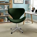 Ver imagem 2 de Poltrona Decorativa Isis Swan Base Giratória Com Rodízios Bella Decor Veludo Verde