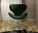Ver imagem 2 de Poltrona Decorativa Isis Swan Base Giratória Alumínio Bella Decor Top Veludo Verde