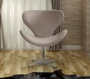 Ver imagem 2 de Poltrona Decorativa Isis Swan Base Giratória Alumínio Bella Decor Top Veludo Capucino