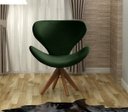 Ver imagem 2 de Poltrona Decorativa Isis Swan Base Giratória Madeira Bella Decor Top Veludo Verde