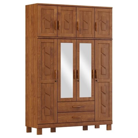 Guarda Roupa 8 Portas 2 Gavetas com Espelhos Cobre Imbuia - Fn