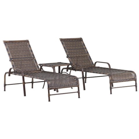 Kit 2 Espreguiçadeiras Catar e Mesa com Pintura Eletrostática Piscina Jardim Alumínio Trama Original
