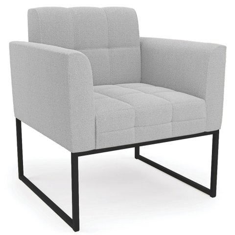 Poltrona para Sala Base Industrial Preto Ana Bouclé Cinza - Ibiza