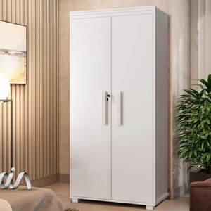 Armário Multiuso com Chave e Fechadura 2 Portas Branco Liceu Shop Jm