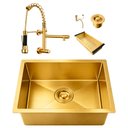Ver imagem 1 de Kit Cuba Simples Gourmet 44x44 Inox 304 com Torneira Retrátil Brinovar Luxo