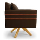 Ver imagem 4 de Kit 02 Poltronas Giratória Mari Suede Marrom Base de Madeira MA30 - D’Rossi