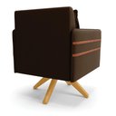 Ver imagem 5 de Kit 02 Poltronas Giratória Mari Suede Marrom Base de Madeira MA30 - D’Rossi